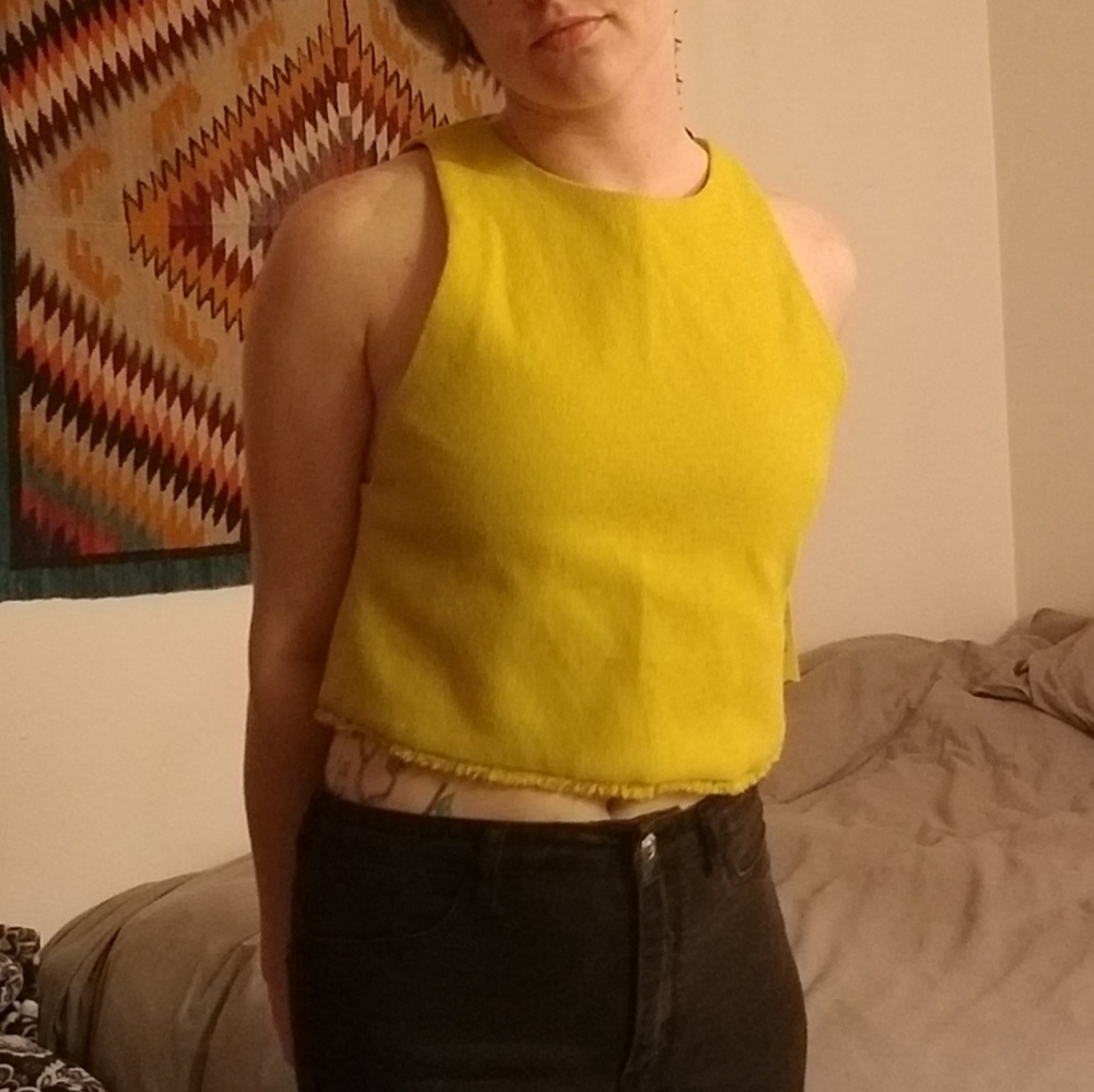 Woven yellow crop top